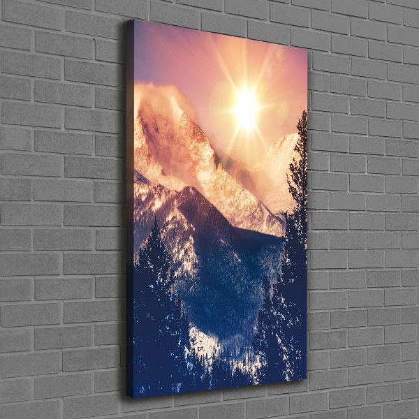 Canvas wall art The sun over the mountains