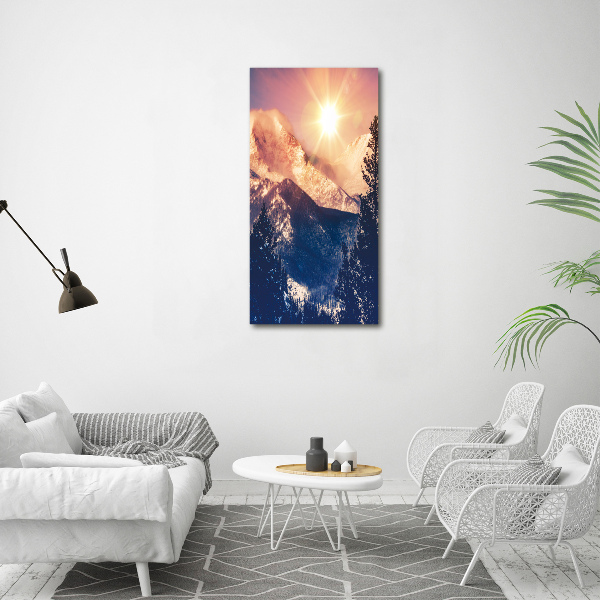 Canvas wall art The sun over the mountains