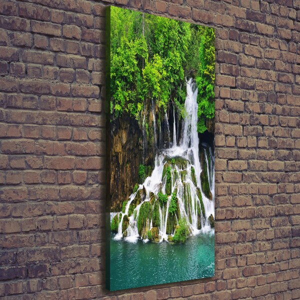 Wall art canvas large Waterfall in the forest