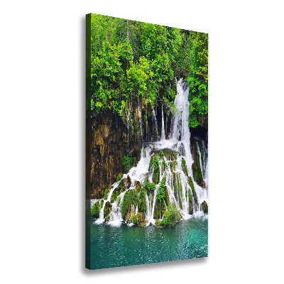 Wall art canvas large Waterfall in the forest