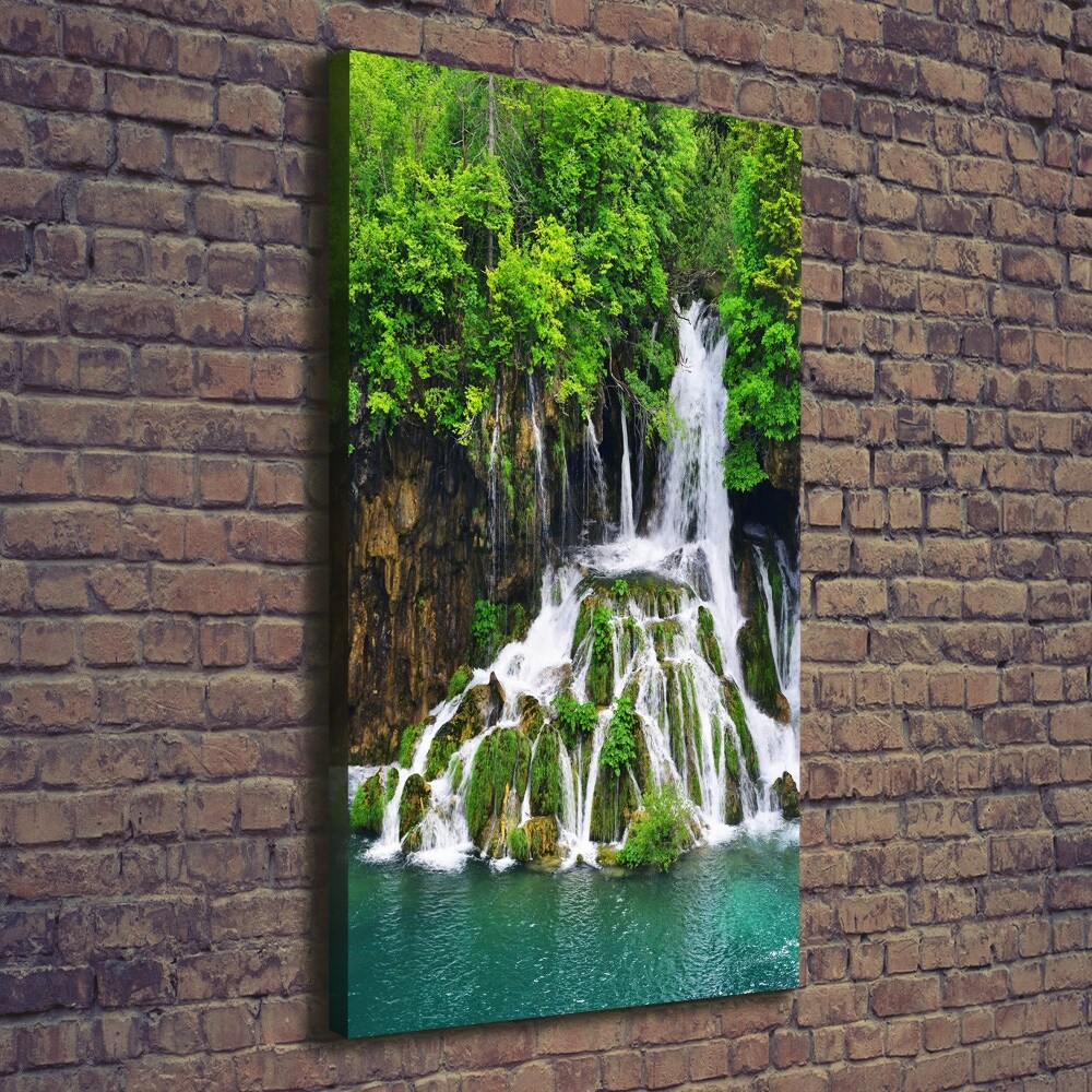 Wall art canvas large Waterfall in the forest