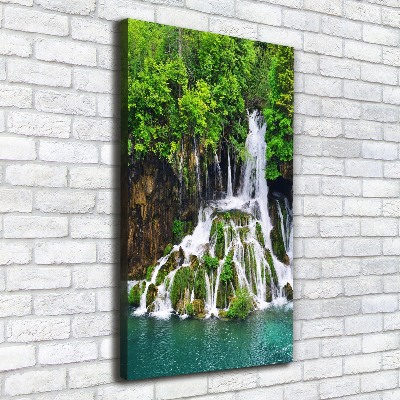 Wall art canvas large Waterfall in the forest