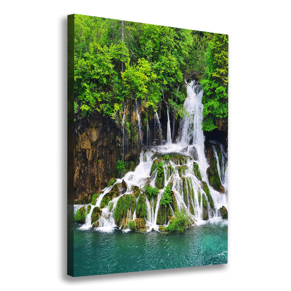 Wall art canvas large Waterfall in the forest