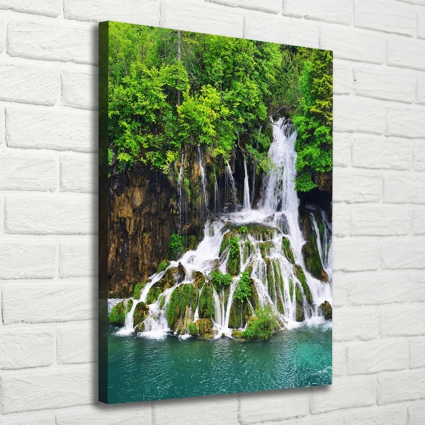 Wall art canvas large Waterfall in the forest