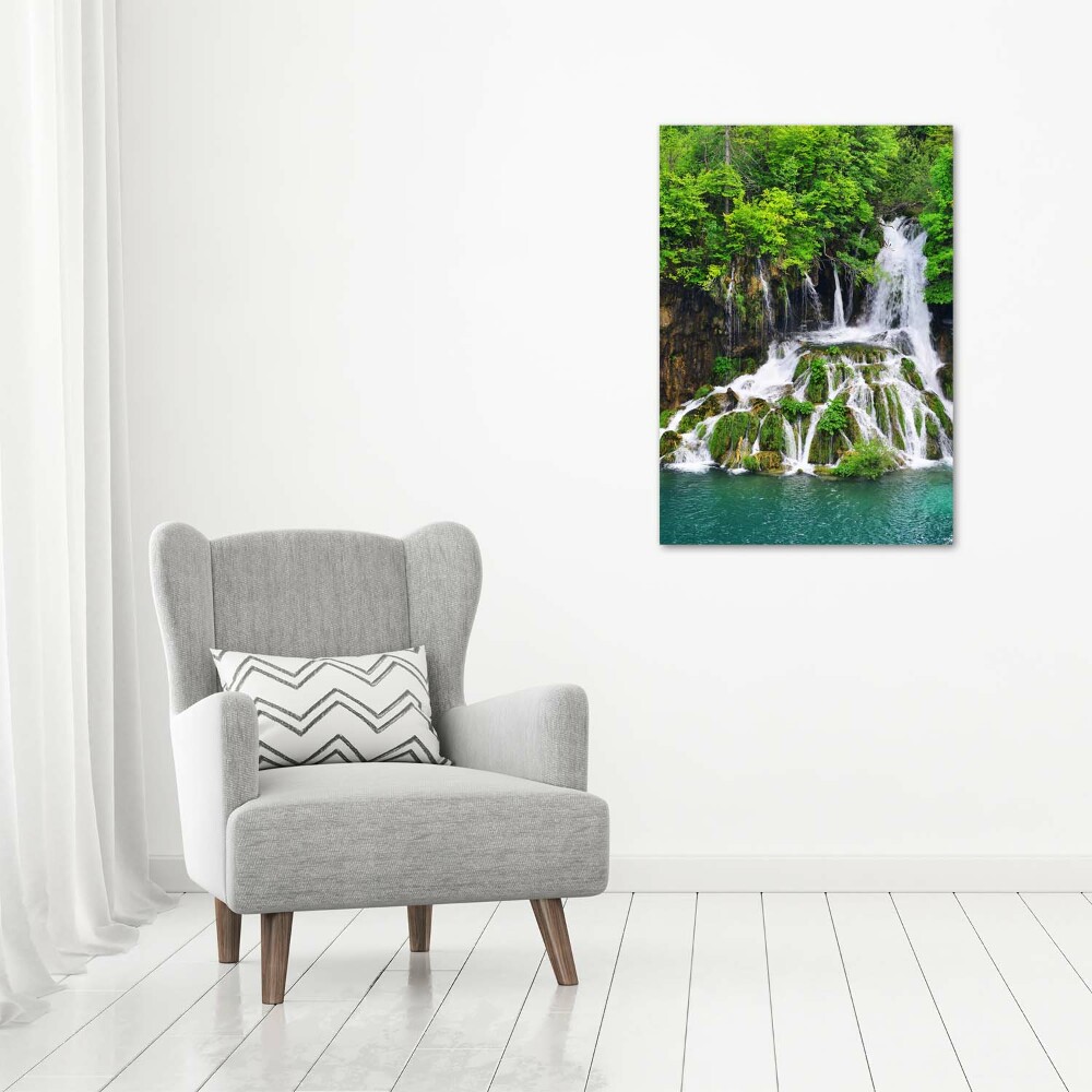 Wall art canvas large Waterfall in the forest