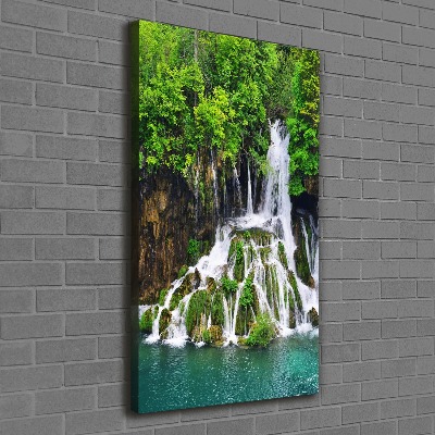 Wall art canvas large Waterfall in the forest