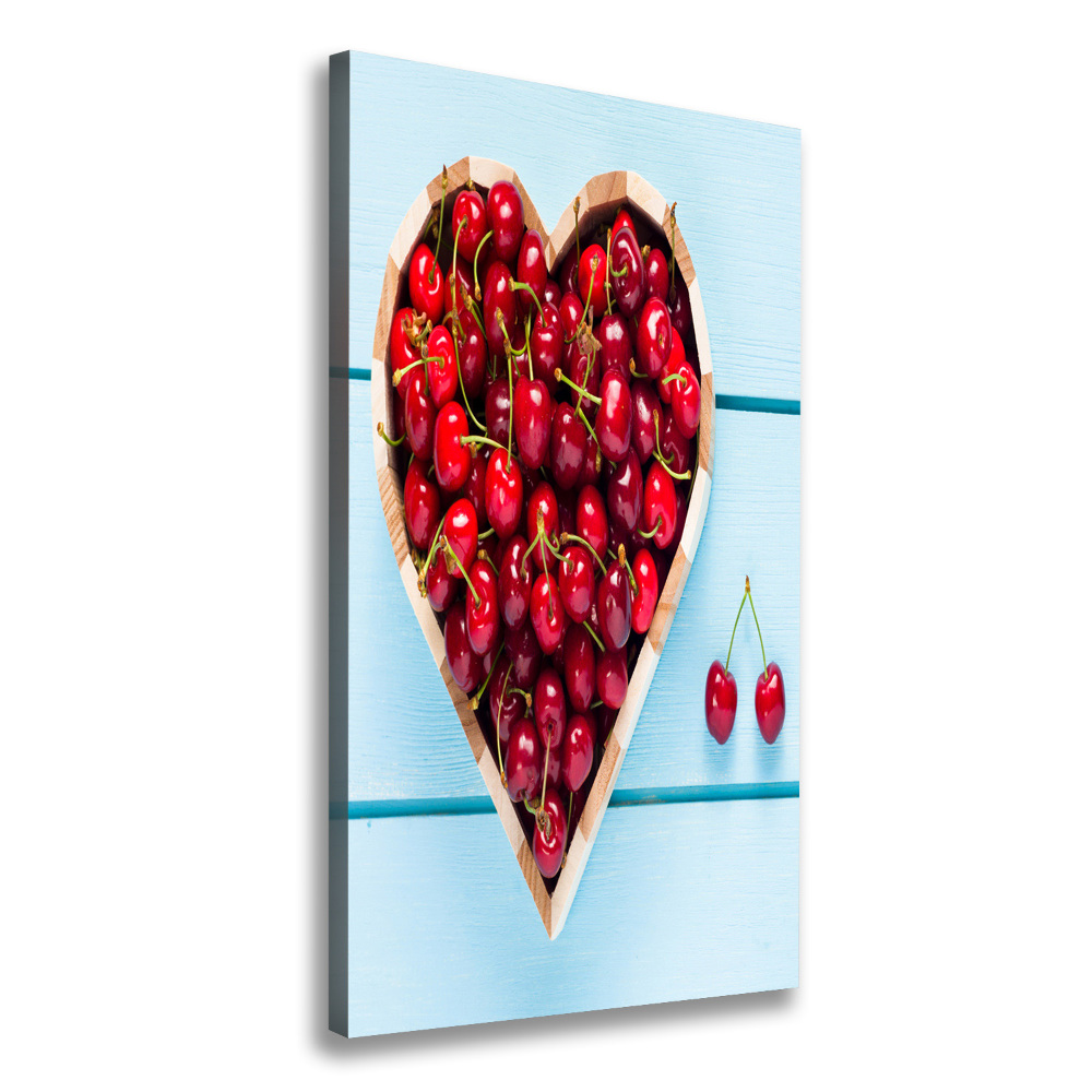 Canvas wall art Cherries on wood