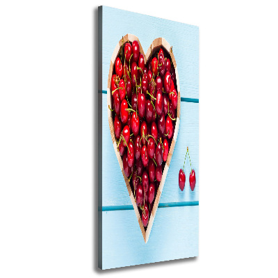 Canvas wall art Cherries on wood