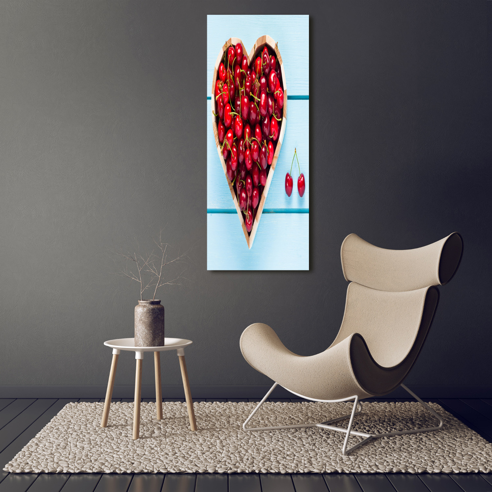 Canvas wall art Cherries on wood