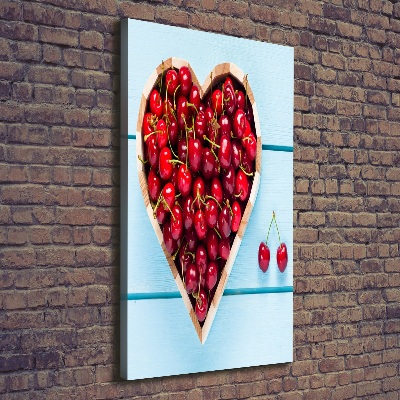 Canvas wall art Cherries on wood