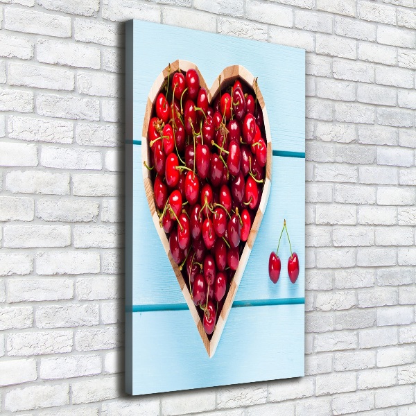 Canvas wall art Cherries on wood