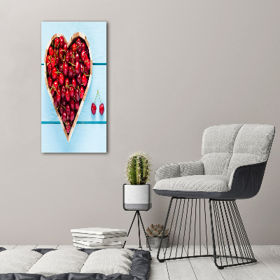 Canvas wall art Cherries on wood