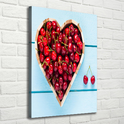 Canvas wall art Cherries on wood