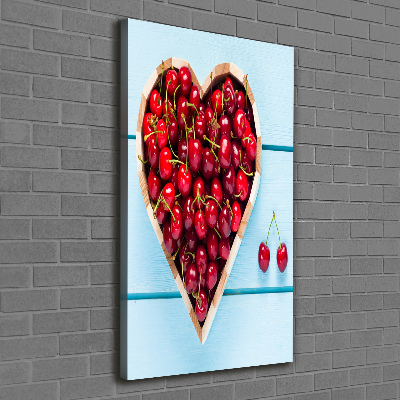 Canvas wall art Cherries on wood