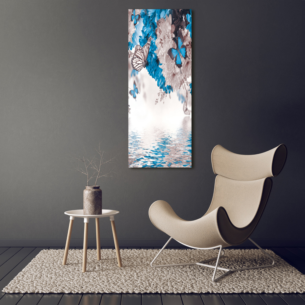 Canvas wall art Flowers and butterflies