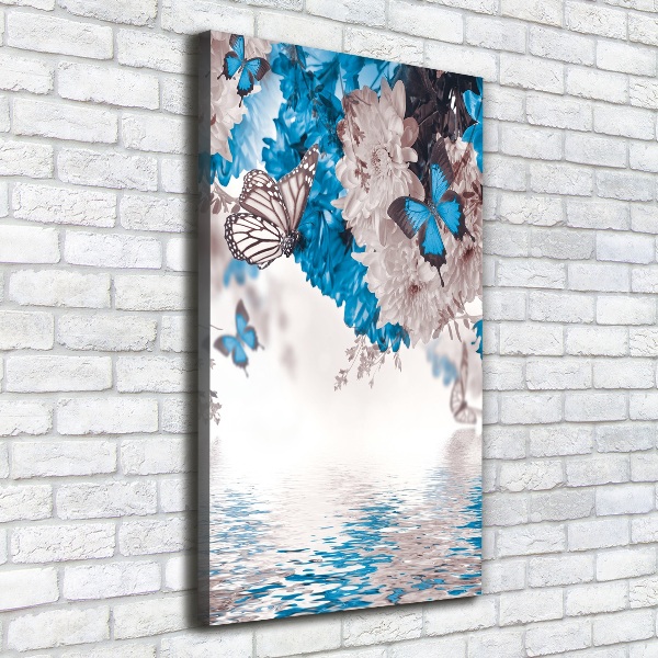 Canvas wall art Flowers and butterflies