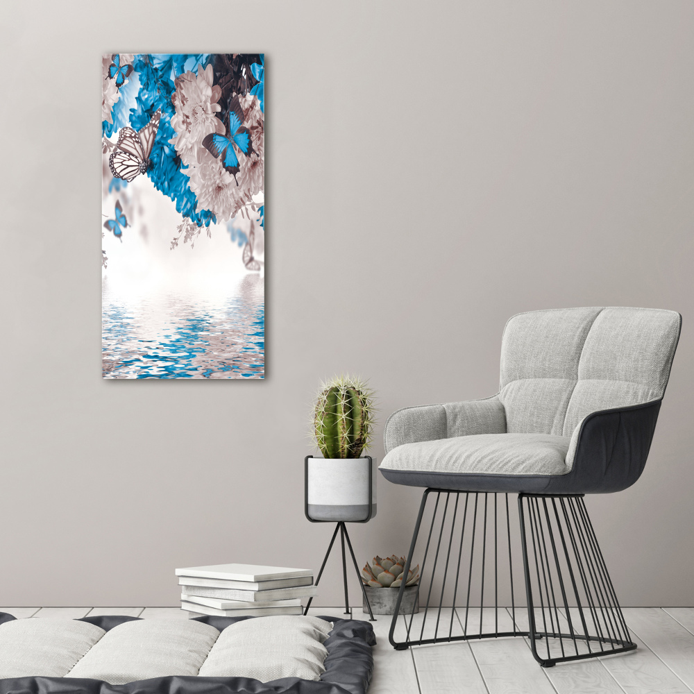 Canvas wall art Flowers and butterflies