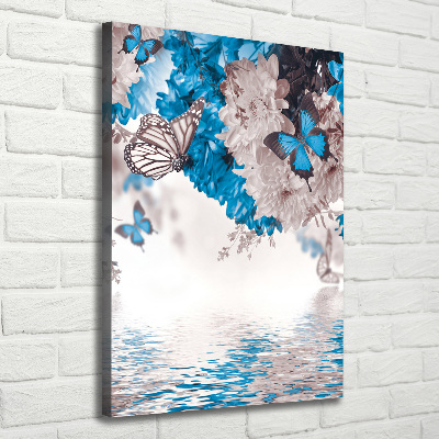 Canvas wall art Flowers and butterflies