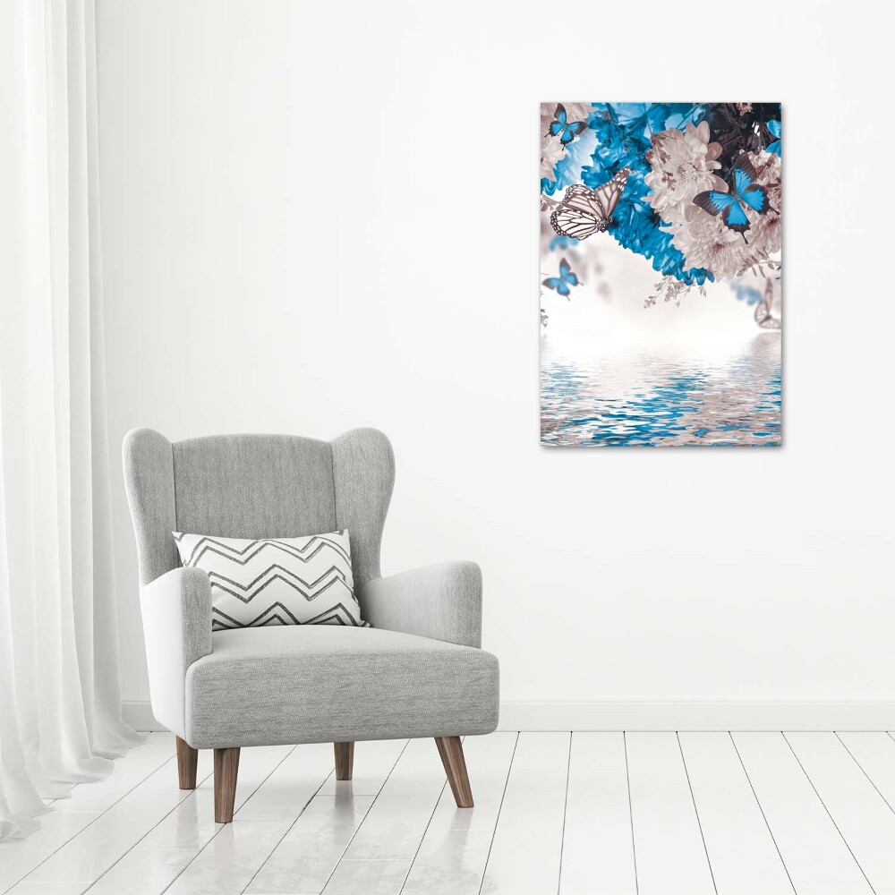 Canvas wall art Flowers and butterflies