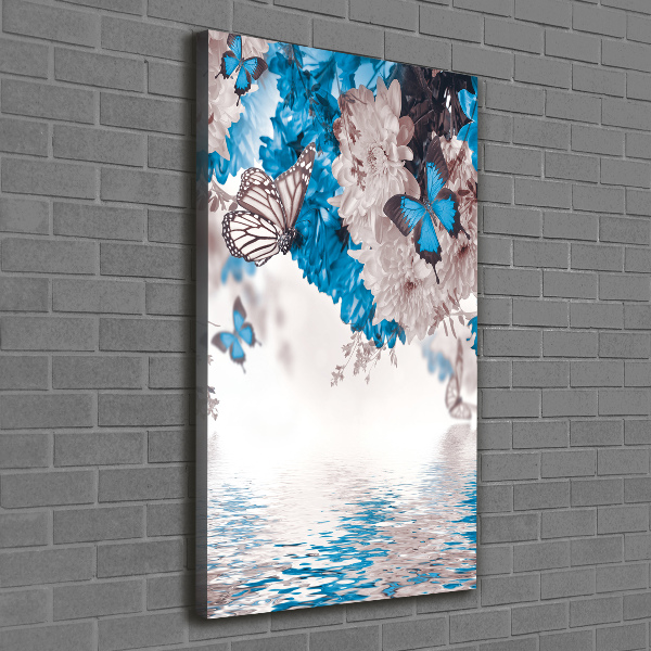 Canvas wall art Flowers and butterflies