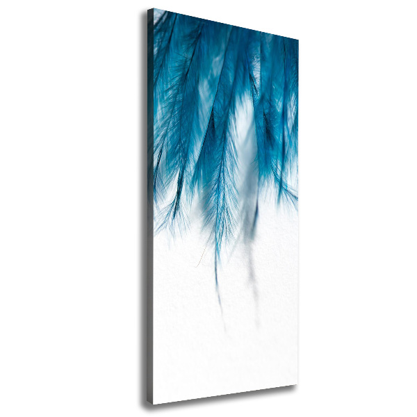 Large canvas wall art Blue feathers