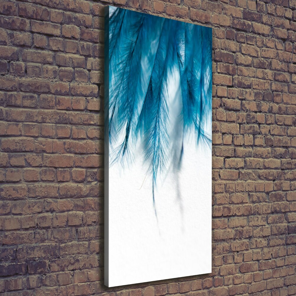 Large canvas wall art Blue feathers