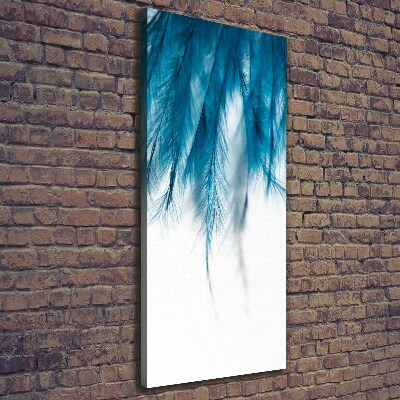 Large canvas wall art Blue feathers