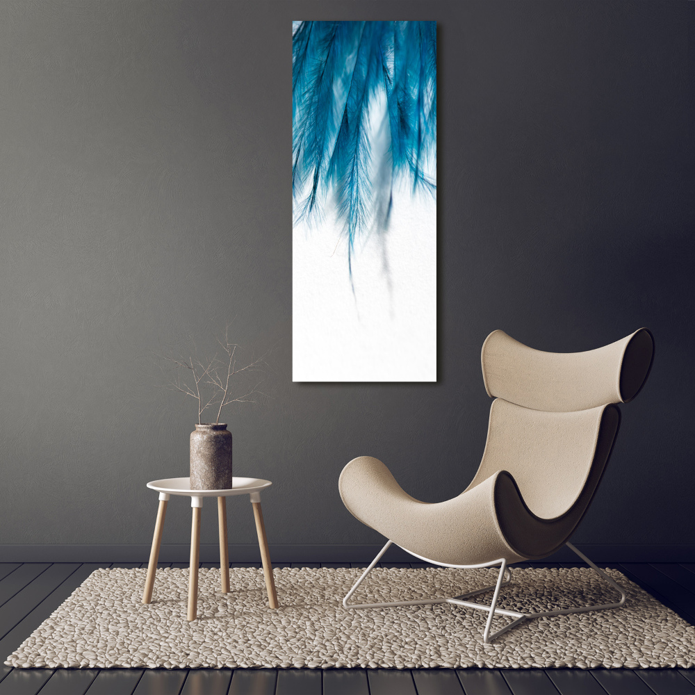 Large canvas wall art Blue feathers