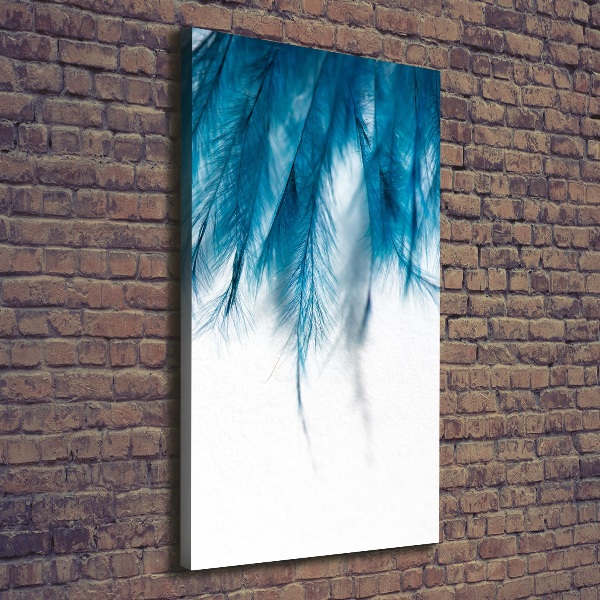 Large canvas wall art Blue feathers