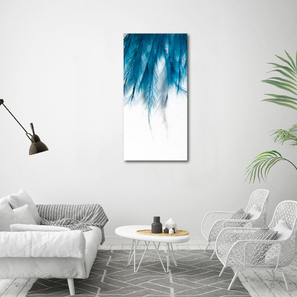 Large canvas wall art Blue feathers