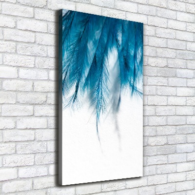 Large canvas wall art Blue feathers