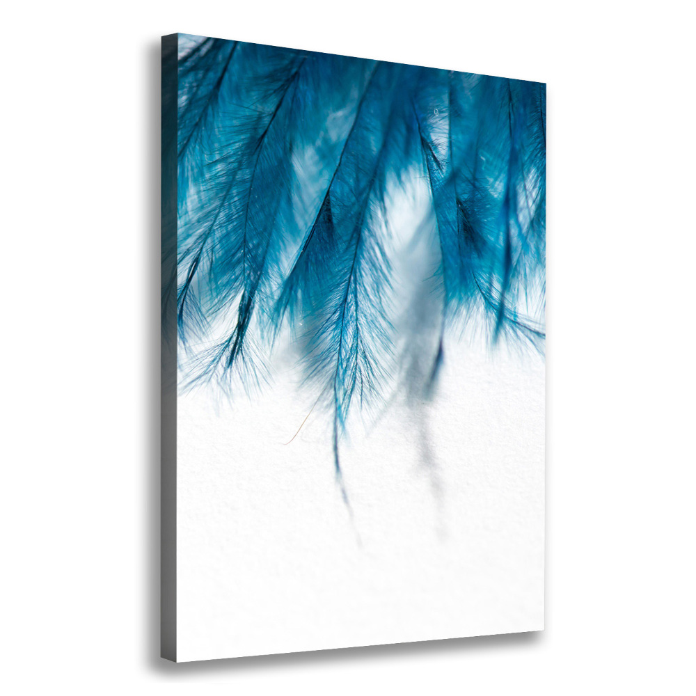 Large canvas wall art Blue feathers