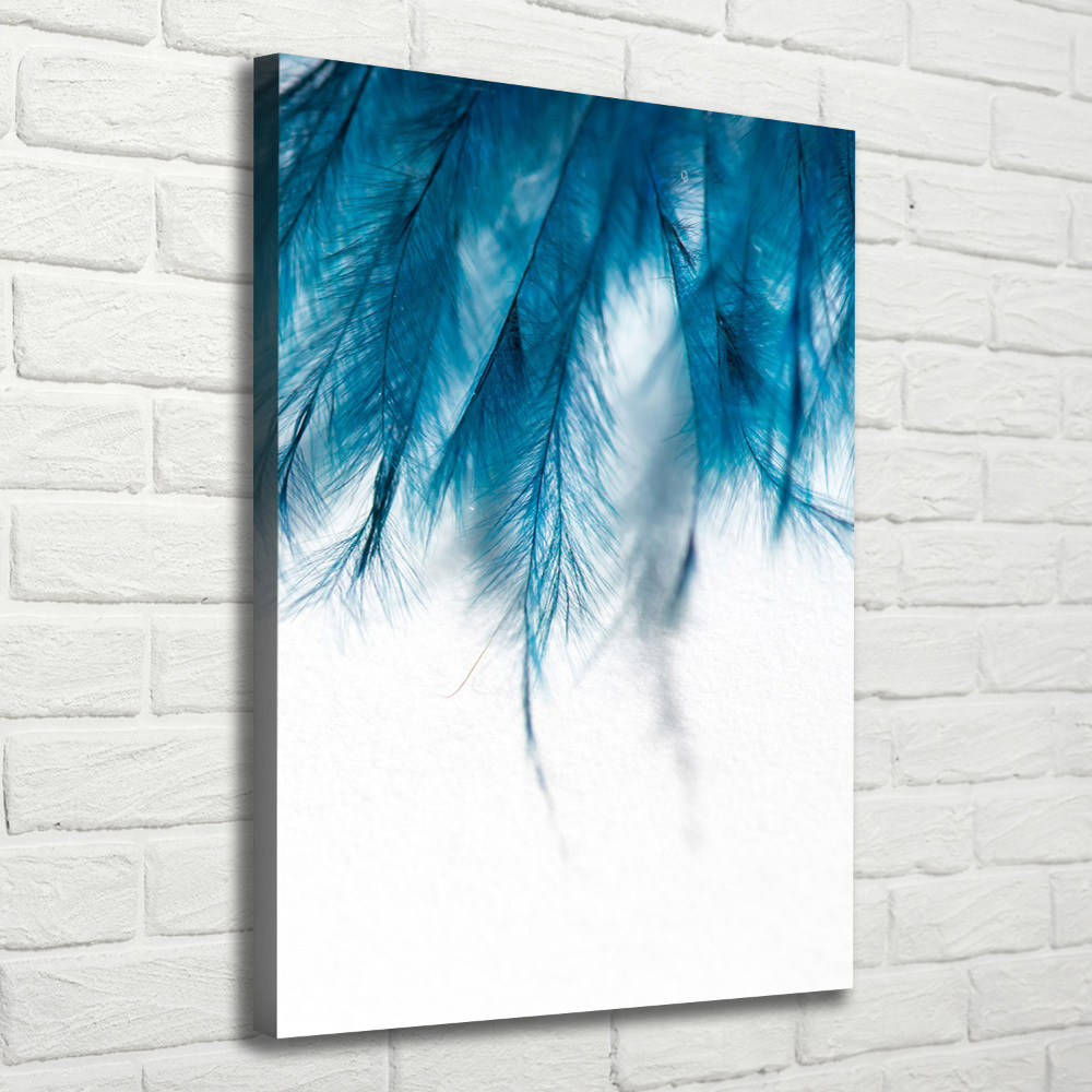 Large canvas wall art Blue feathers