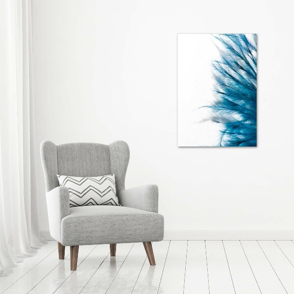 Large canvas wall art Blue feathers