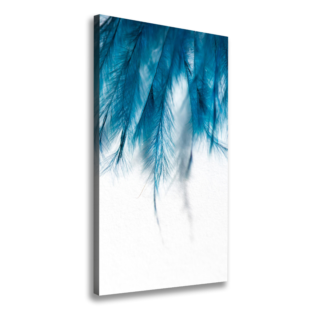 Large canvas wall art Blue feathers