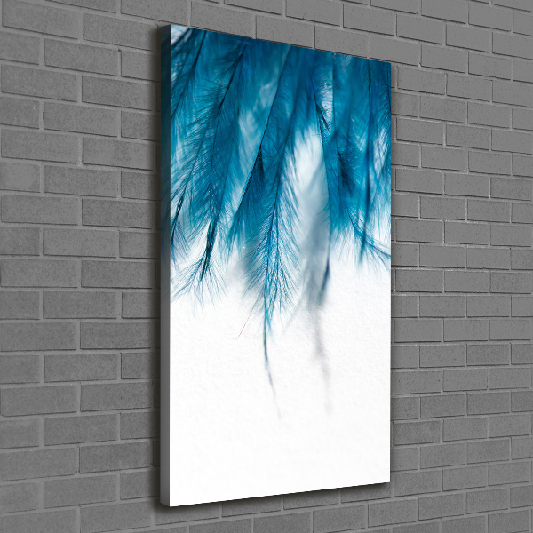 Large canvas wall art Blue feathers