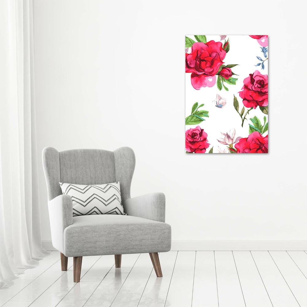 Large canvas wall art Red roses