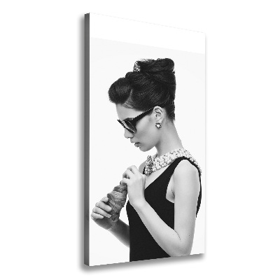 Wall art canvas large Woman with glasses