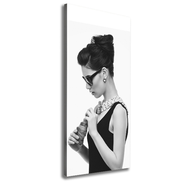 Wall art canvas large Woman with glasses