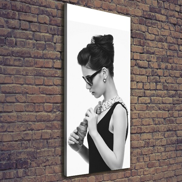 Wall art canvas large Woman with glasses