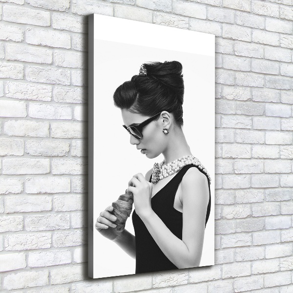 Wall art canvas large Woman with glasses