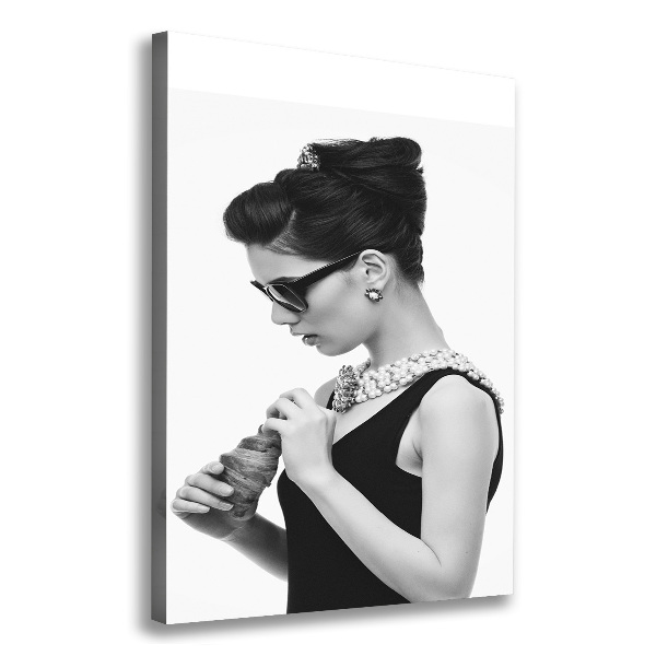 Wall art canvas large Woman with glasses