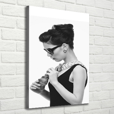 Wall art canvas large Woman with glasses