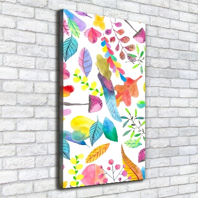 Large canvas wall art Leaves and mushrooms