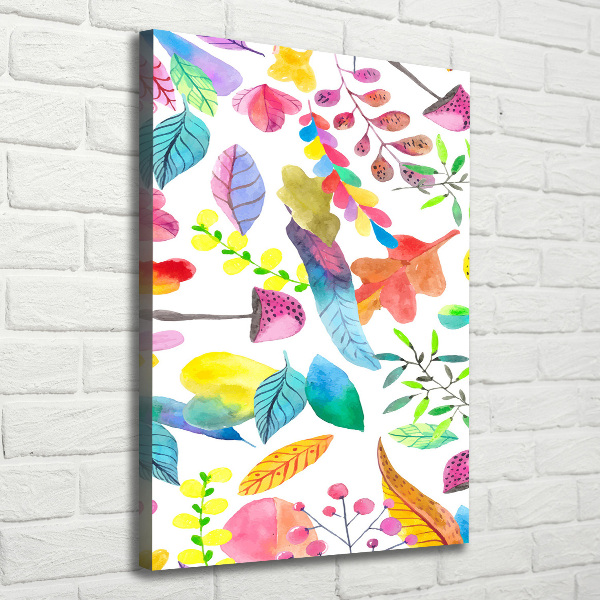 Large canvas wall art Leaves and mushrooms