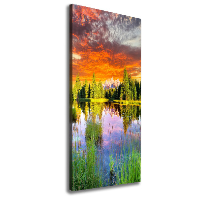 Canvas wall art Lake in the forest