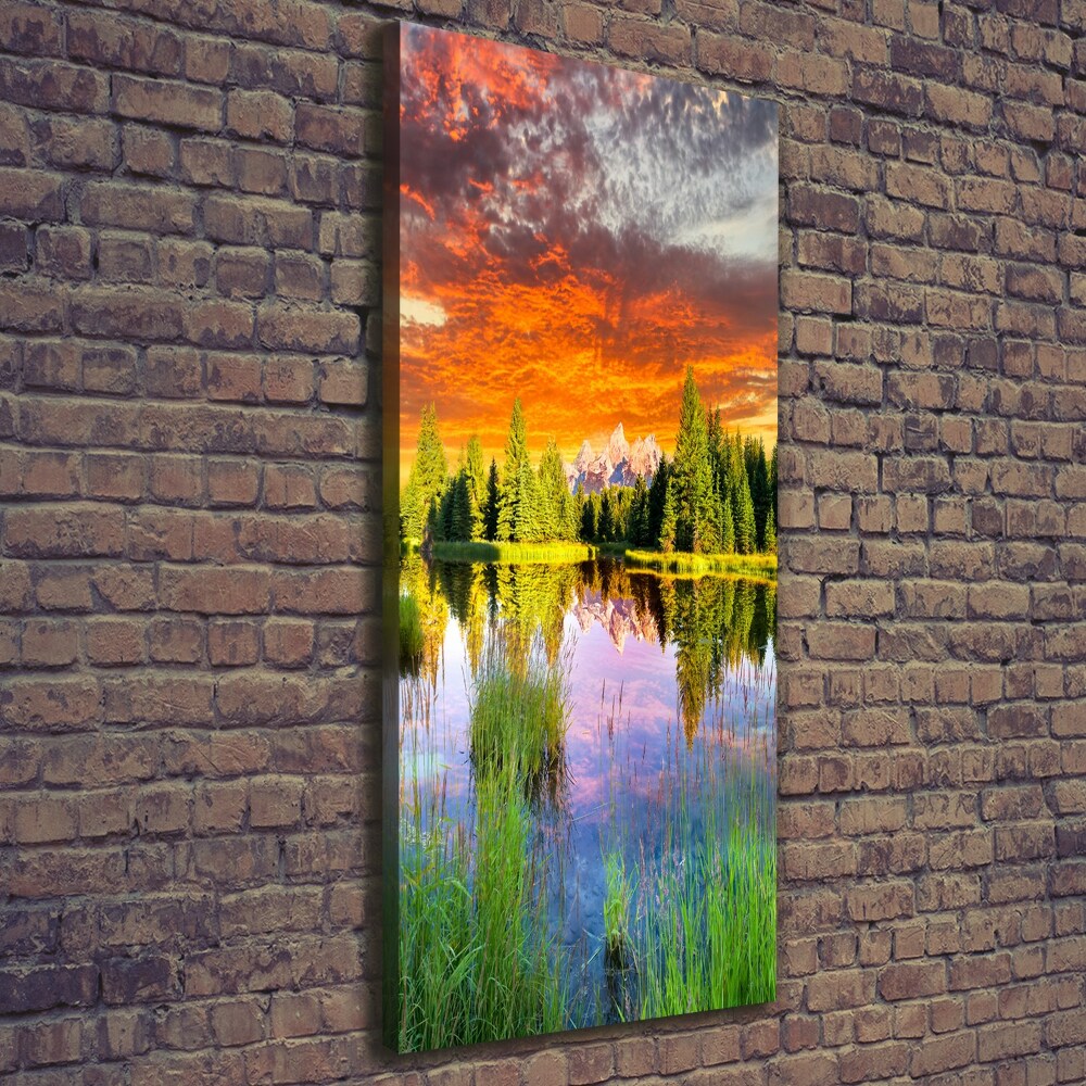 Canvas wall art Lake in the forest