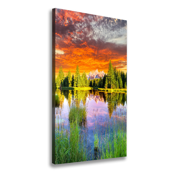 Canvas wall art Lake in the forest