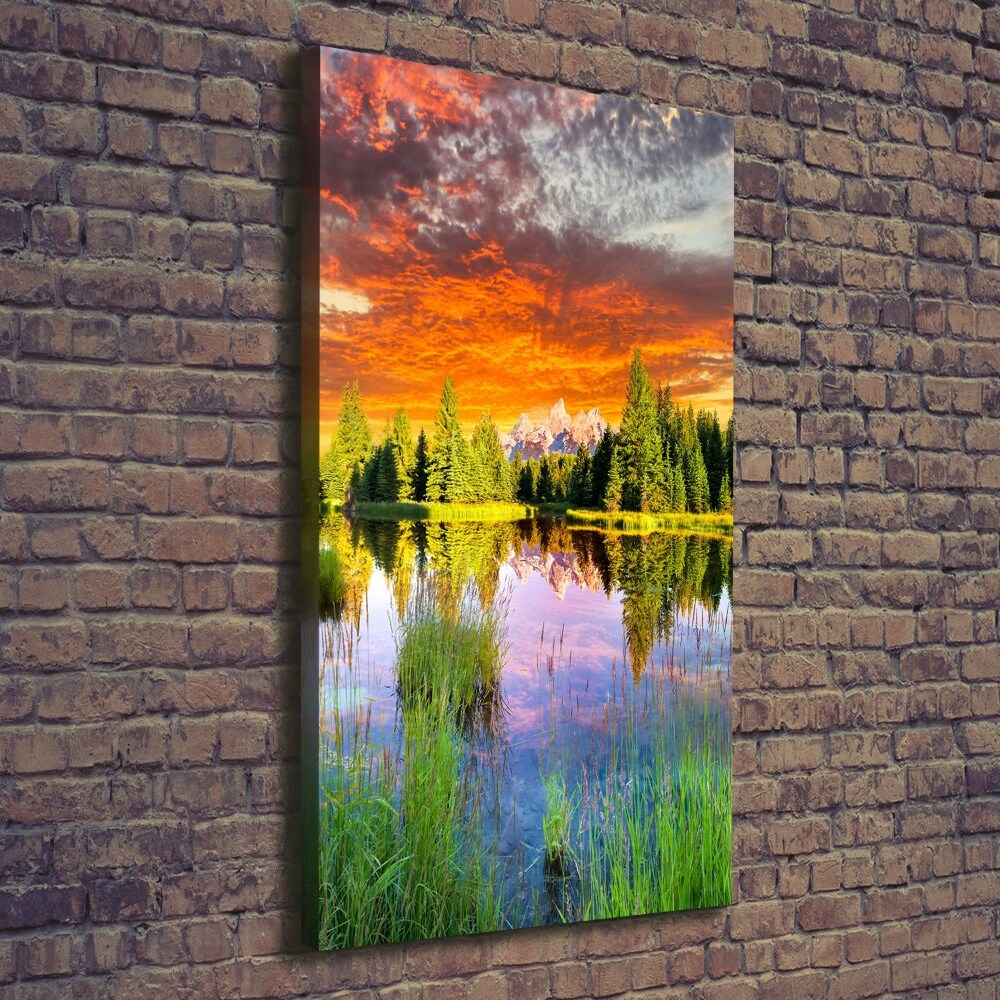 Canvas wall art Lake in the forest