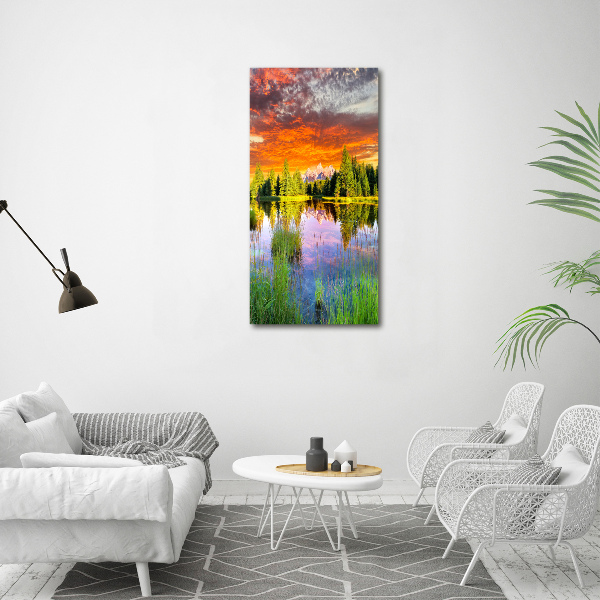 Canvas wall art Lake in the forest